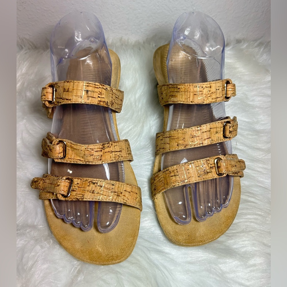 Vionic Dwyn Natural Cork Platform Sandals Wedge Size 8